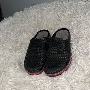 Unami black and red clogs , for kids , water shoes